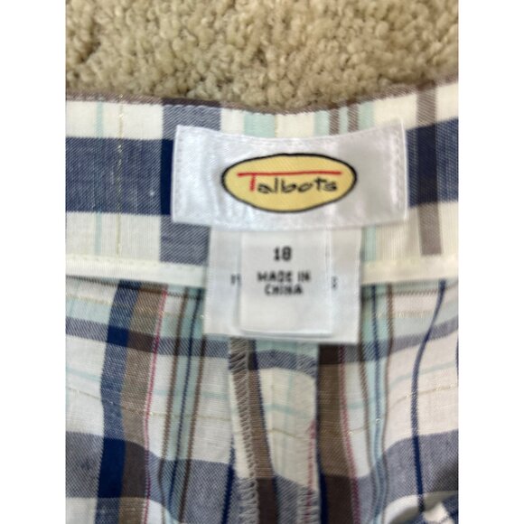 Talbots Cropped Ankle Pants Women's Plaid Metallic Linen Cotton Size 18 - Picture 4 of 13